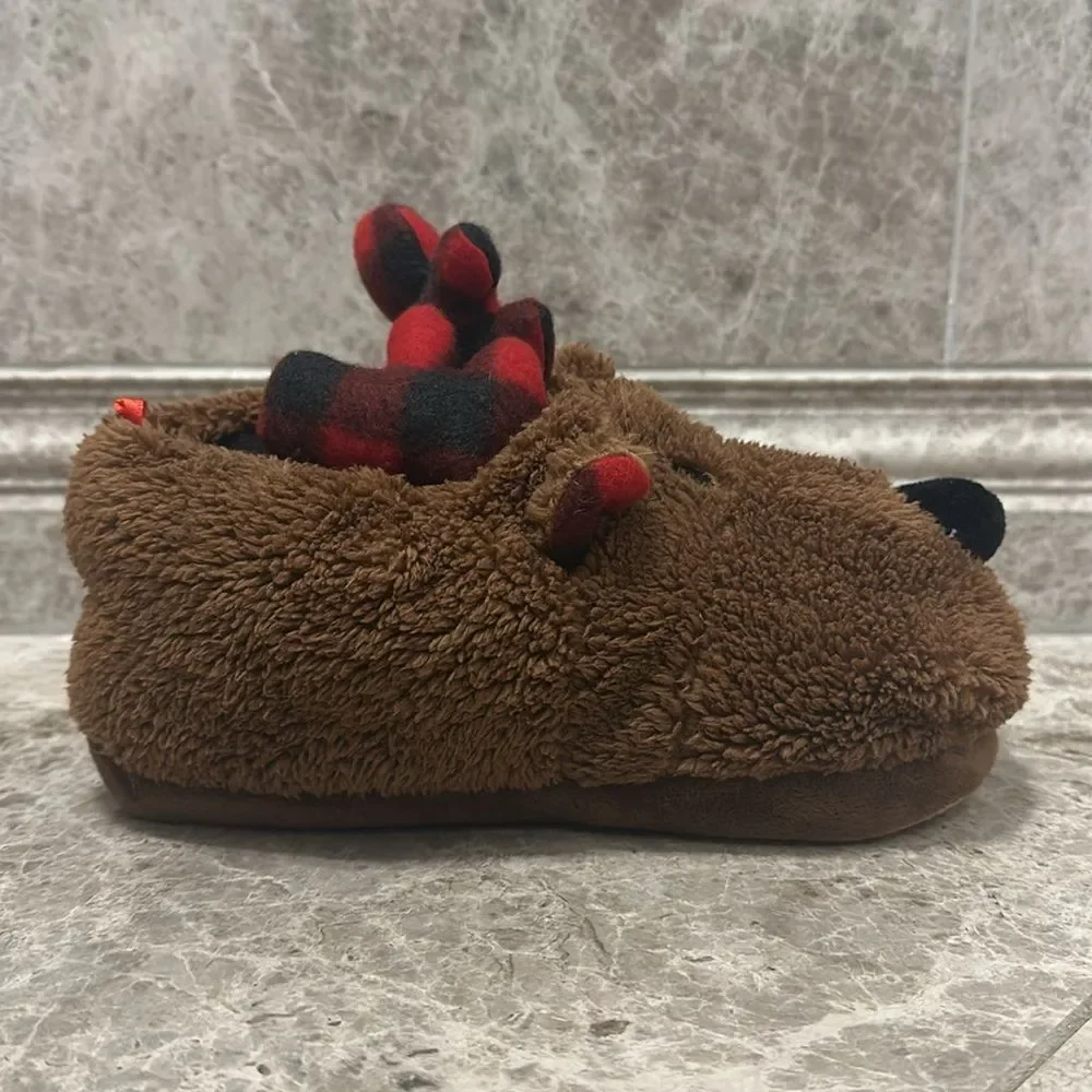 Old Navy Faux-Fur Reindeer Slippers For Kids Size 1-2